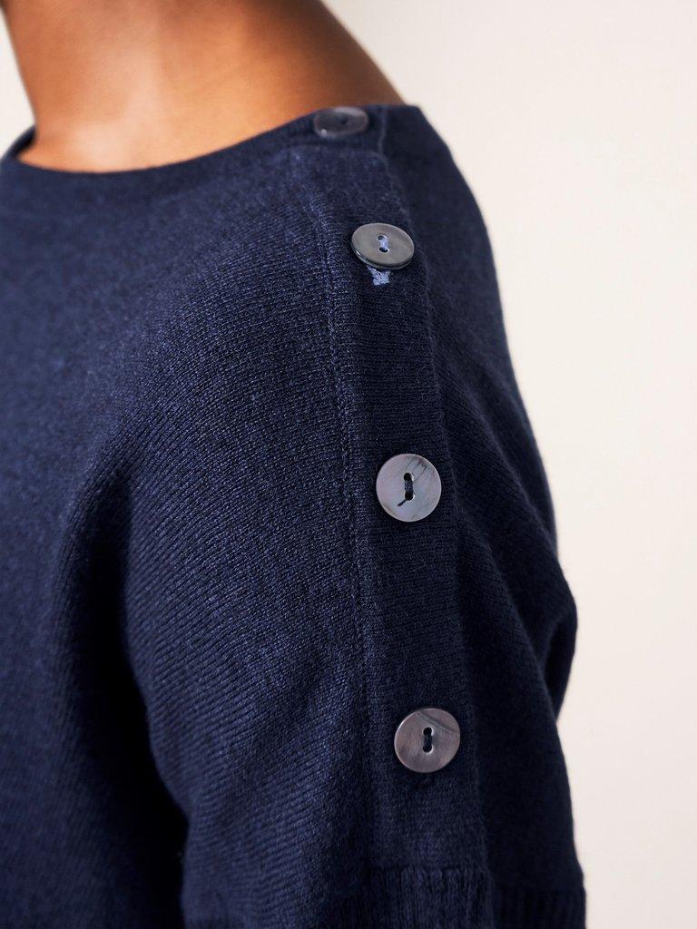 Promenade Cotton Jumper in NAVY PLAIN - MODEL DETAIL