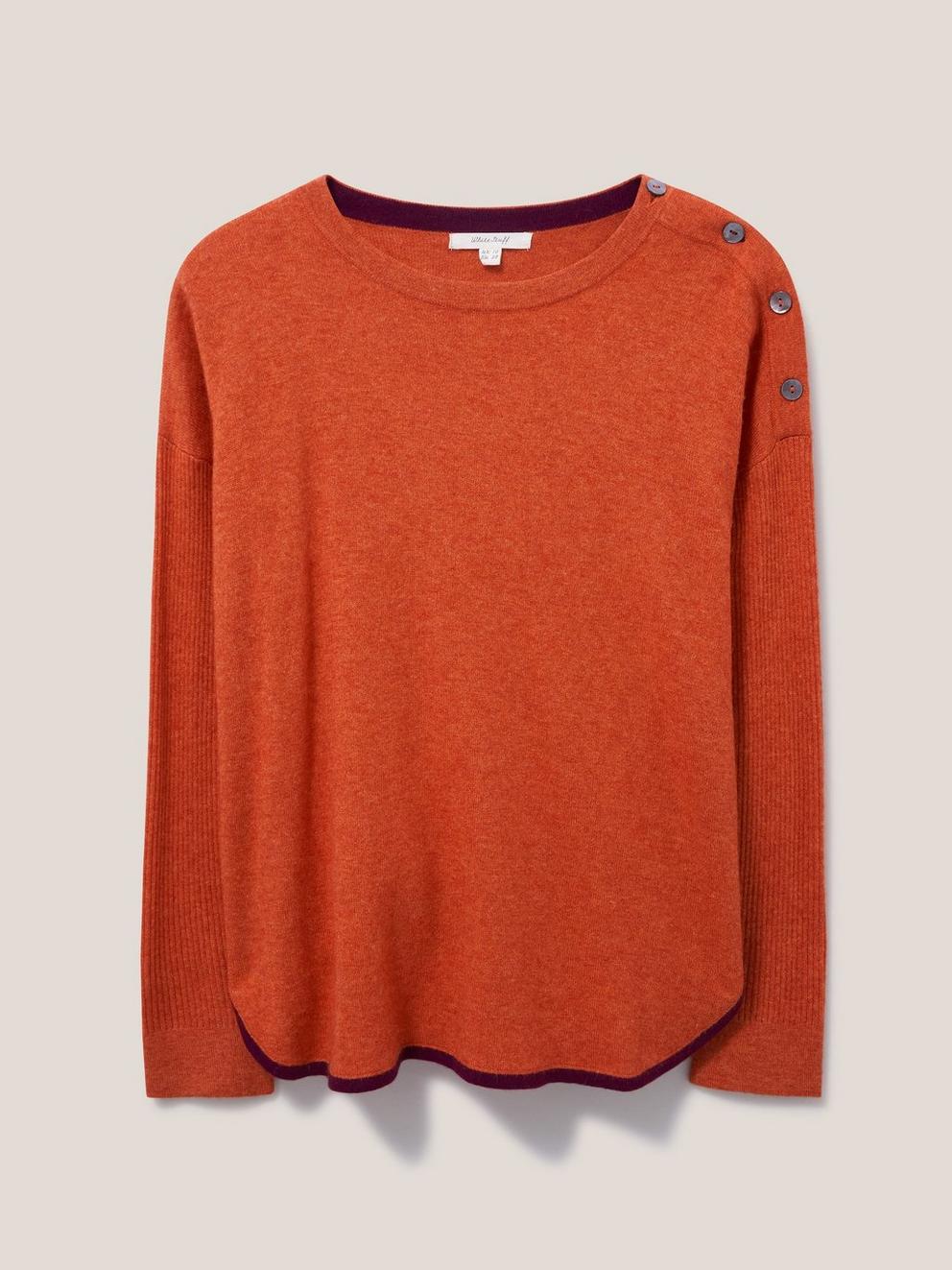 Promenade Cotton Jumper in ORANGE - FLAT FRONT