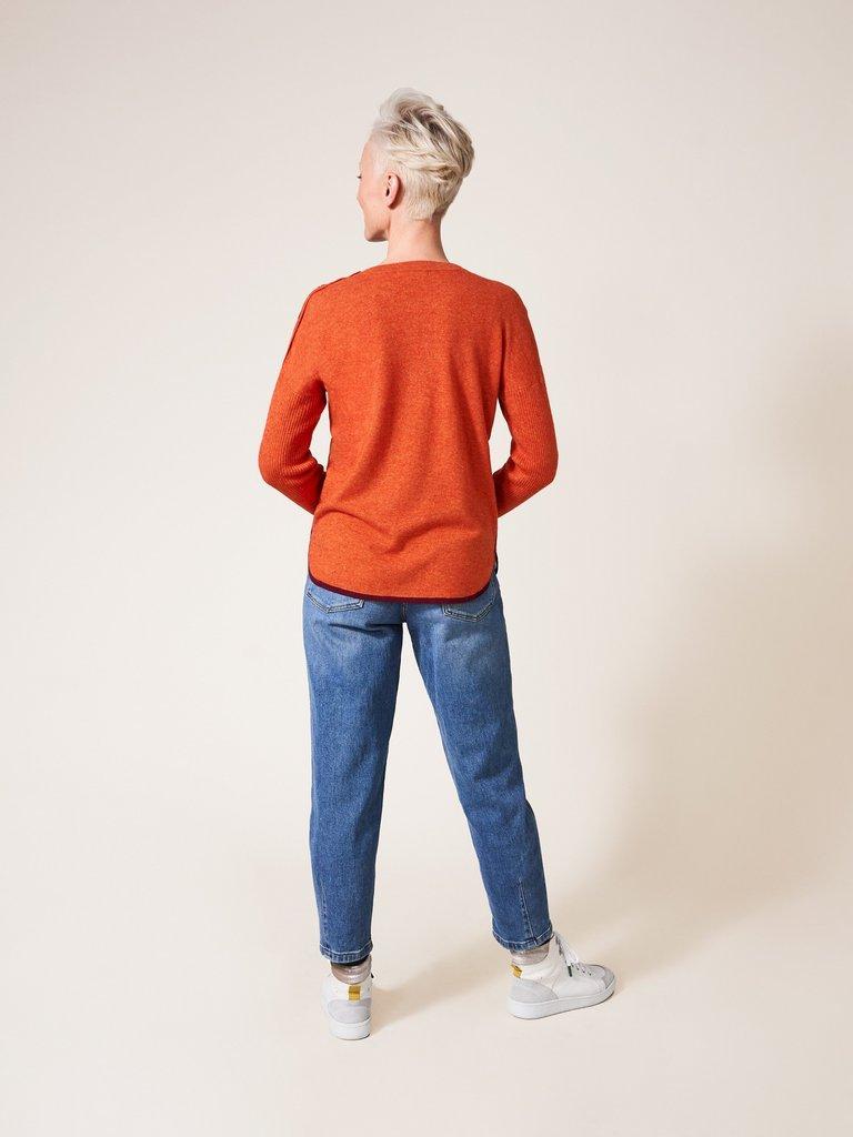 Promenade Cotton Jumper in ORANGE - MODEL BACK