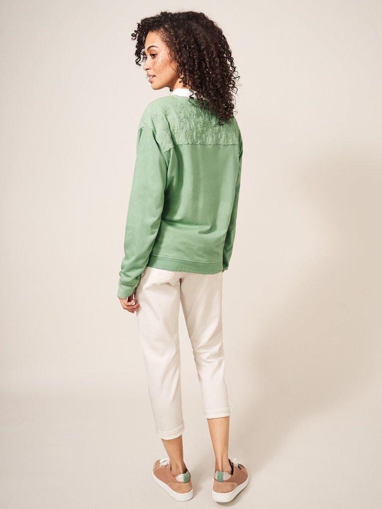 Busy Bee Hoodie in SEAFOAM GREEN PLAIN - MODEL BACK