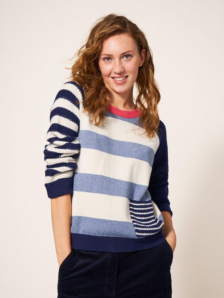 Tide Stripe Jumper in MULTI - MODEL FRONT