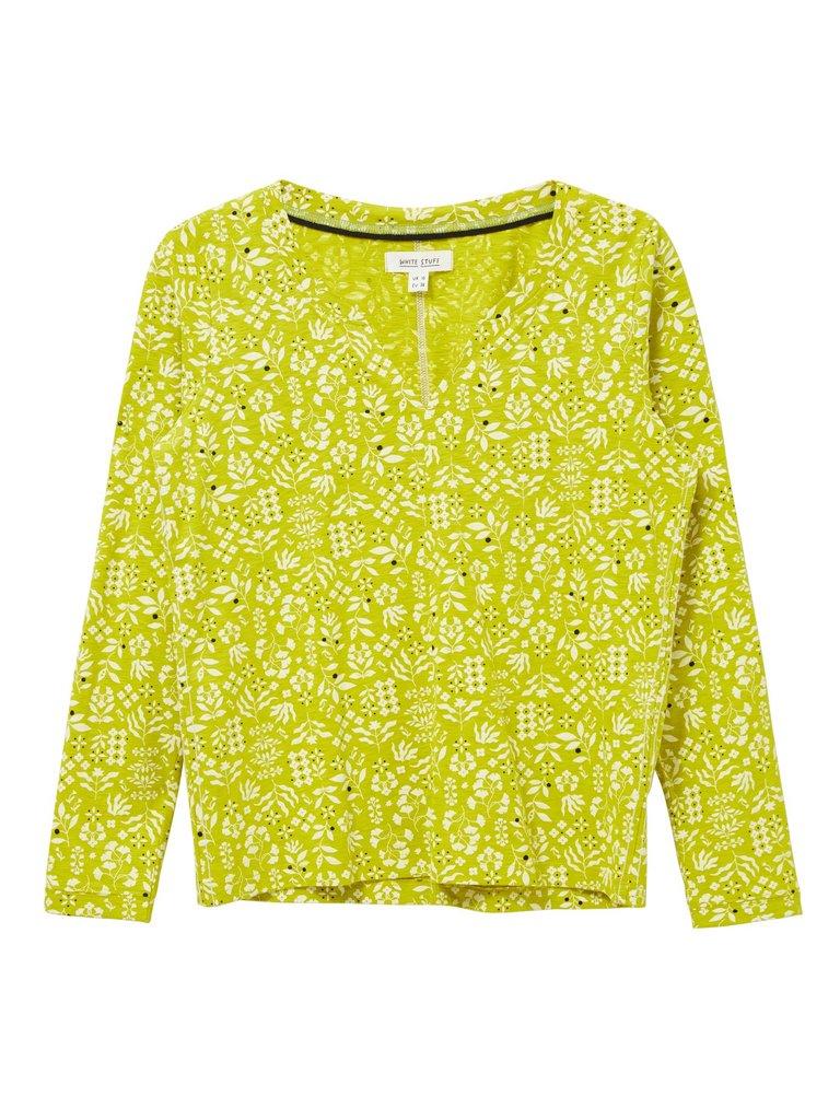 Spectrum Jersey Shirt in KIWI GREEN PRINT - FLAT FRONT