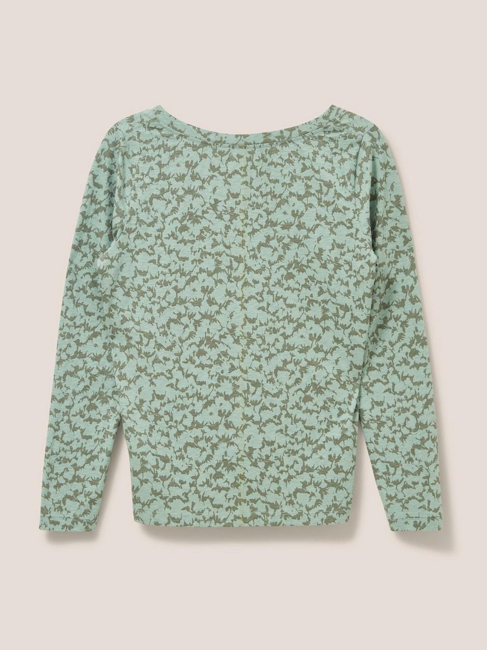 Delilah Jersey Shirt in IVY GREEN PRINT - FLAT BACK