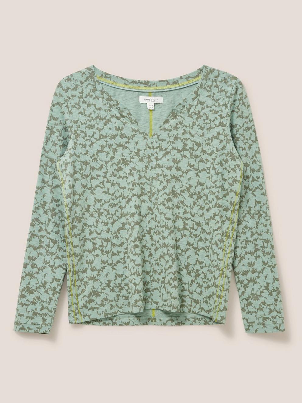 Delilah Jersey Shirt in IVY GREEN PRINT - FLAT FRONT