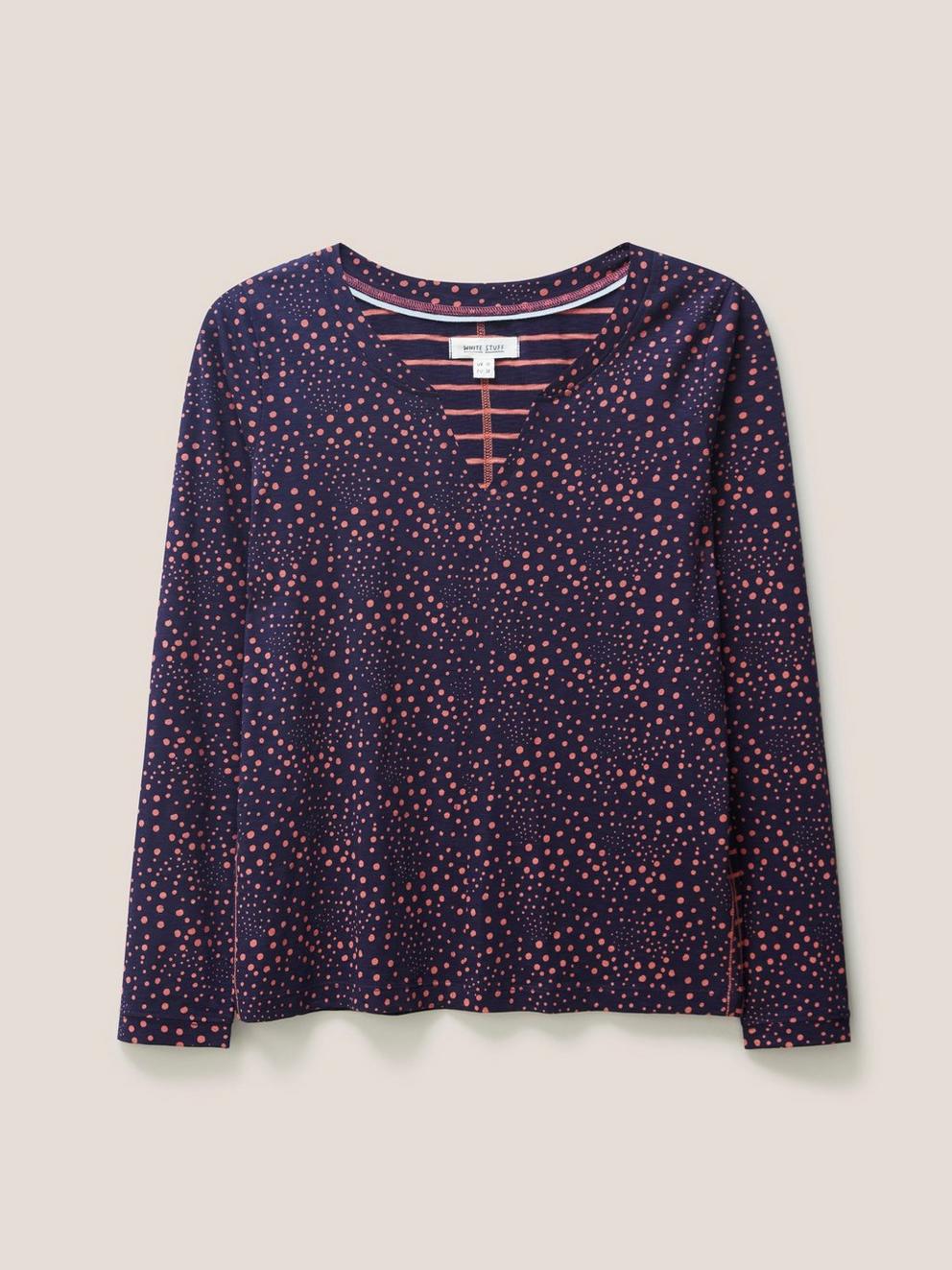 Delilah Jersey Shirt in VIOLET PURPLE PRINT - FLAT FRONT