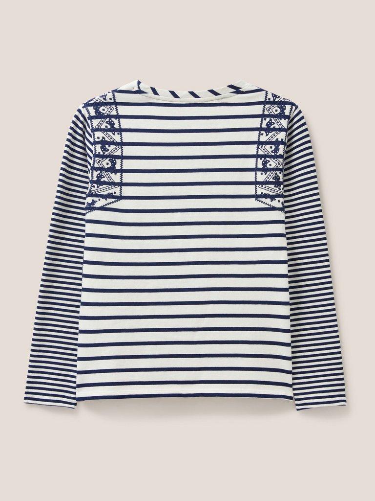 Shoreline Jersey Tee in QUARTZ BLUE STRIPE - FLAT BACK