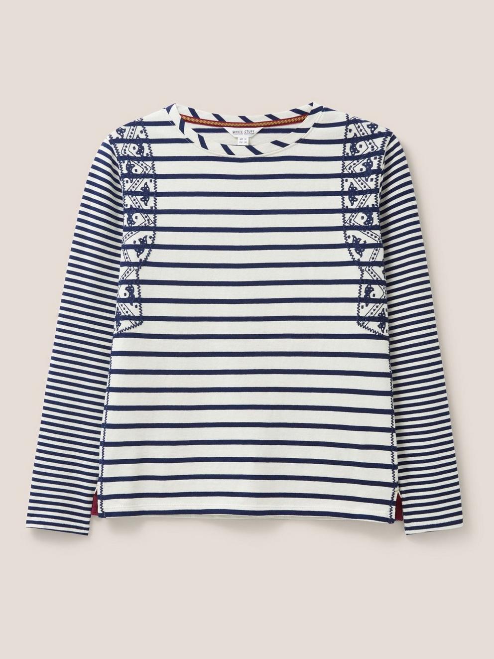 Shoreline Jersey Tee in QUARTZ BLUE STRIPE - FLAT FRONT