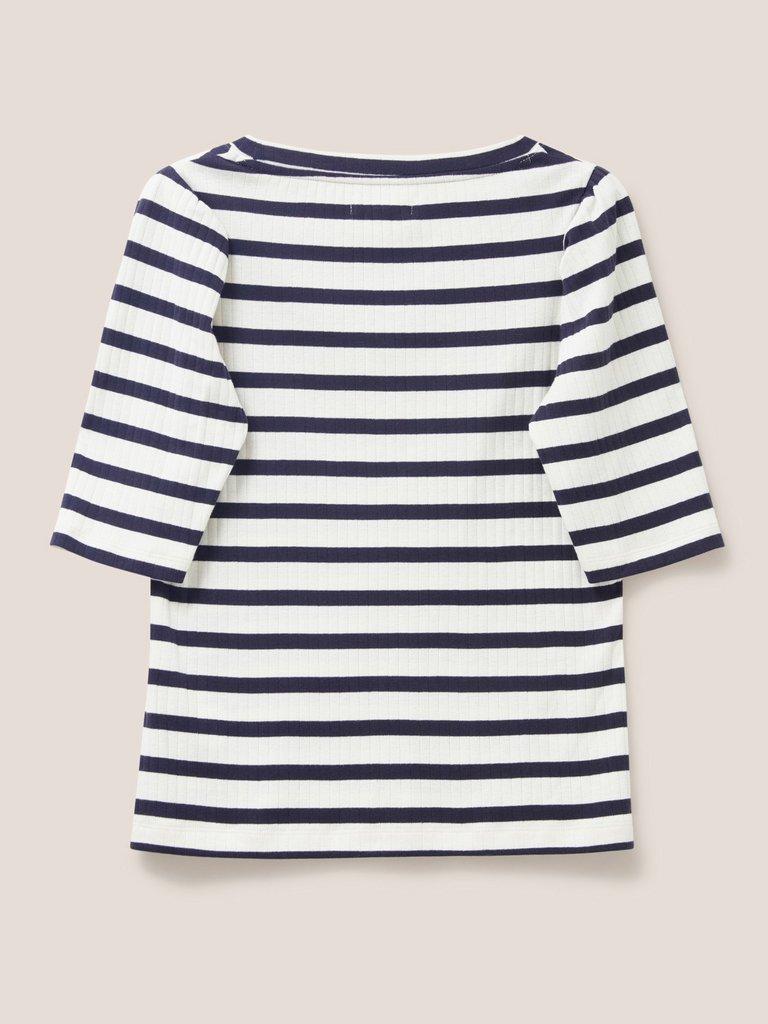 Essence Organic Cotton Tee in NAVY STRIPE - FLAT BACK