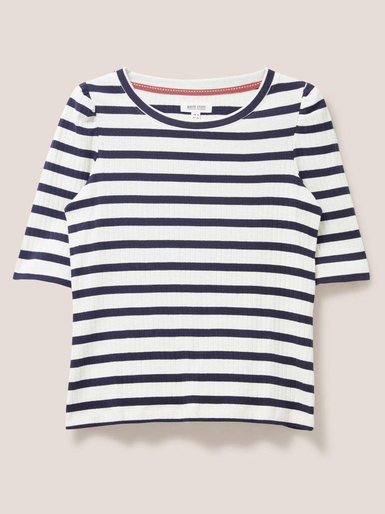 Essence Organic Cotton Tee in NAVY STRIPE - FLAT FRONT