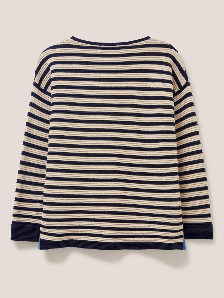 North Cote Jersey Sweat in NAVY STRIPE - FLAT BACK