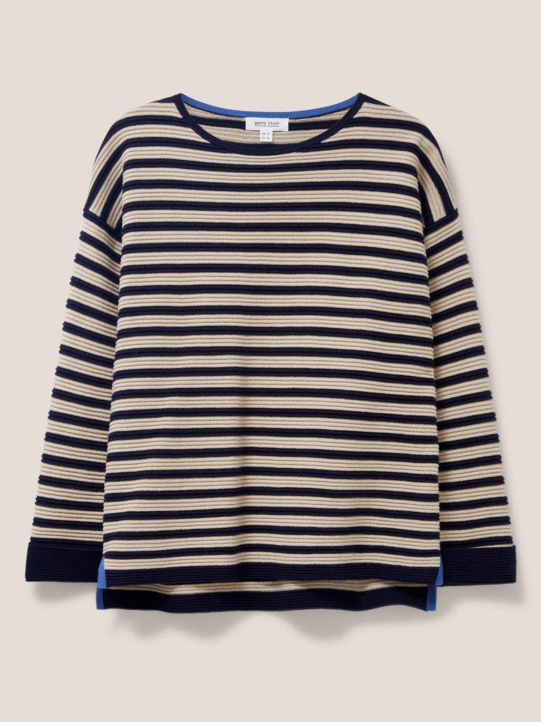 North Cote Jersey Sweat in NAVY STRIPE - FLAT FRONT