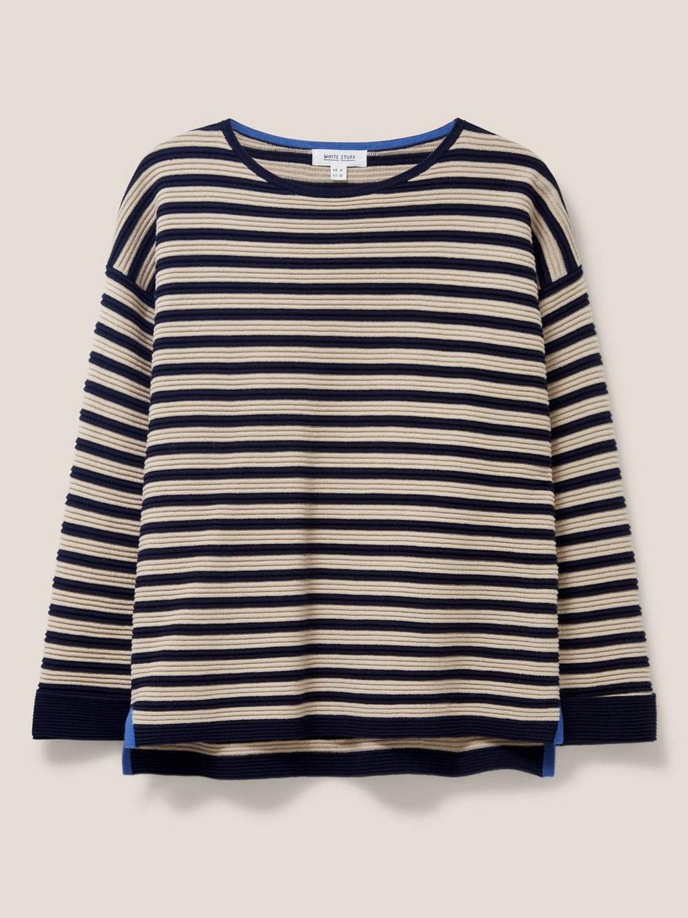 North Cote Jersey Sweat in NAVY STRIPE - FLAT FRONT