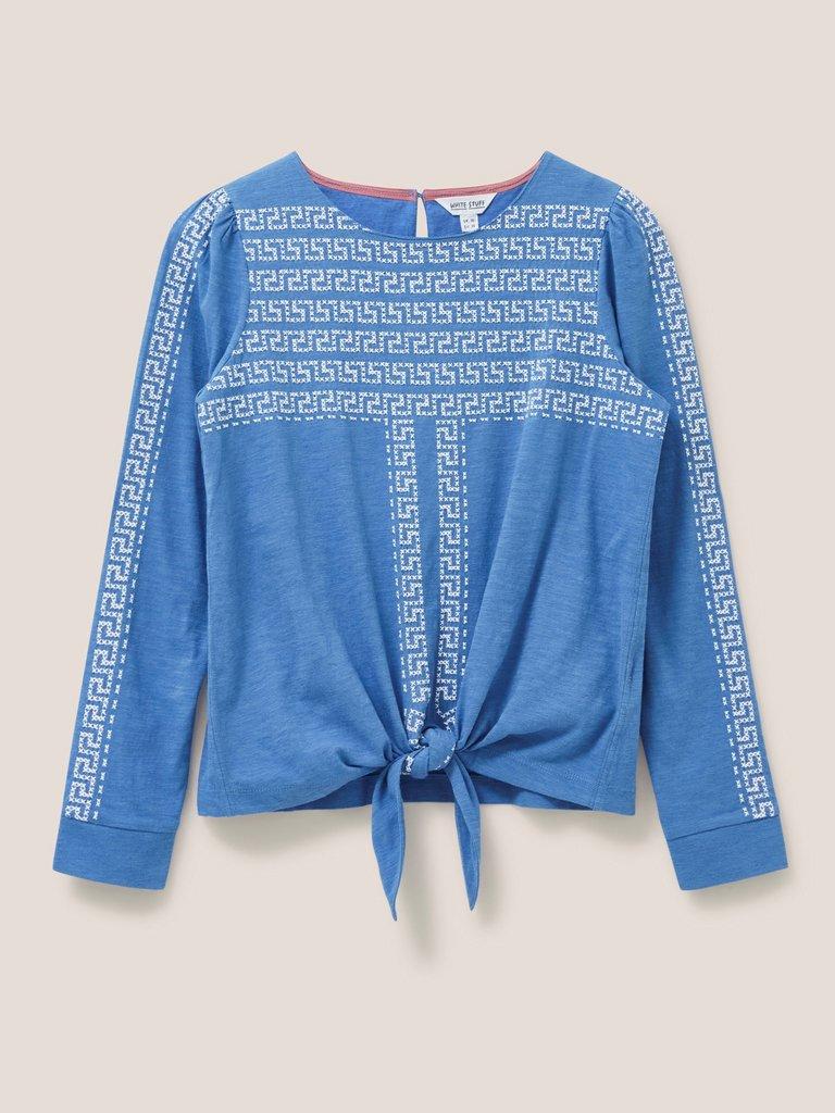 Isla Jersey Top in DAWN BLUE PRINT - FLAT FRONT