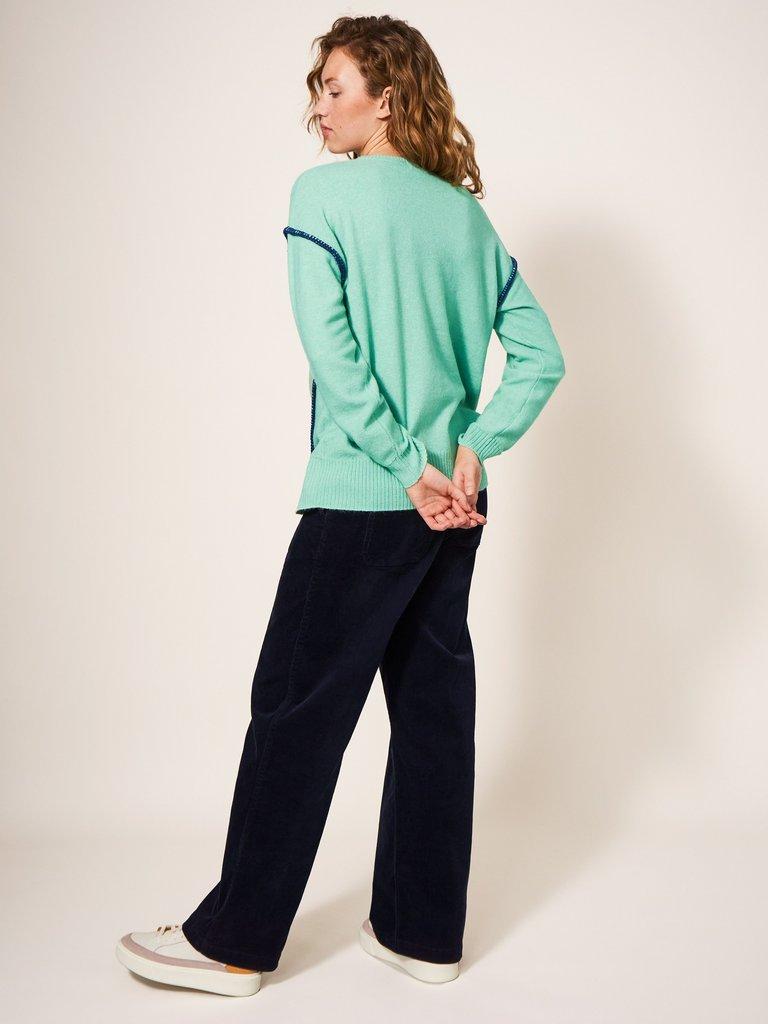 Pomme Jumper in SEAFOAM GREEN PLAIN - MODEL BACK