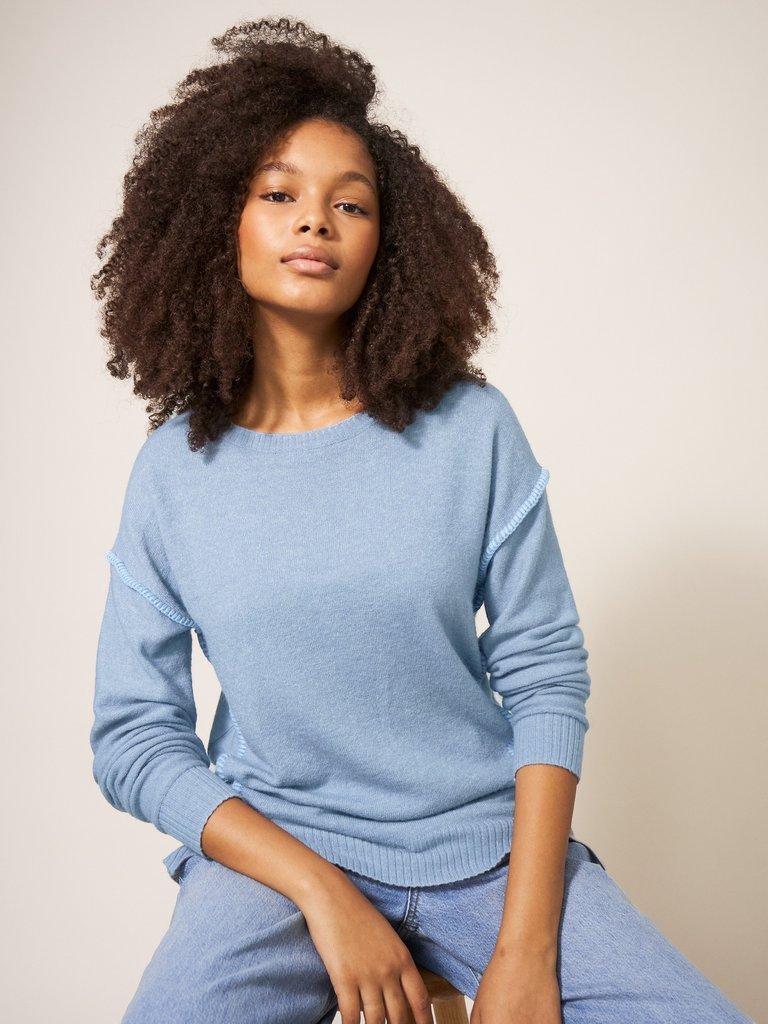 Time To Shine Jumper in BLUE - MODEL FRONT