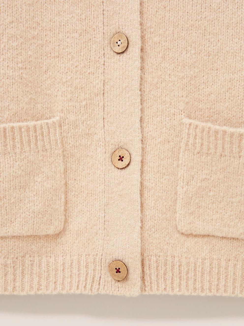 Hill Top Cardi in OATMEAL MARL - FLAT DETAIL