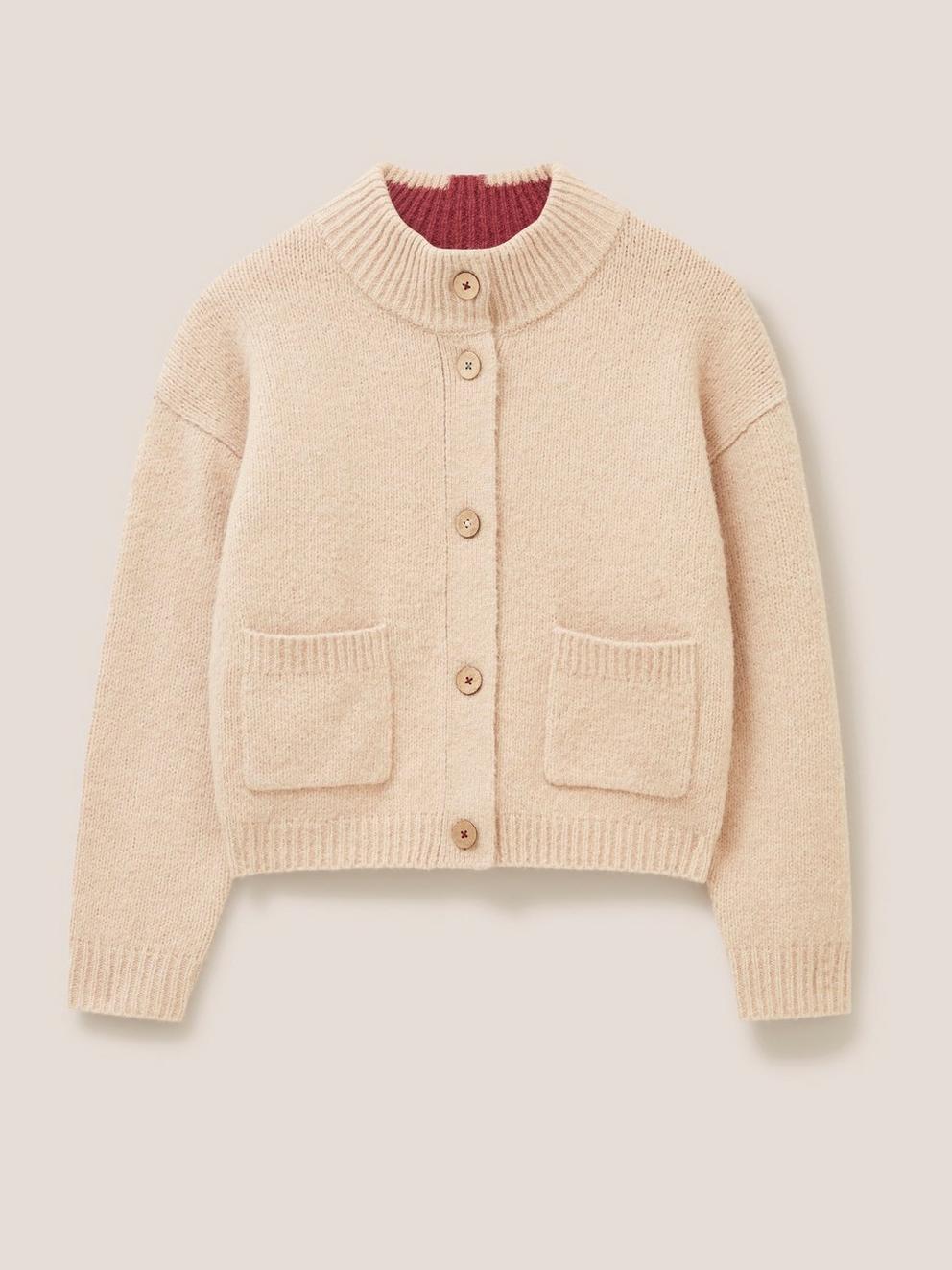 Hill Top Cardi in OATMEAL MARL - FLAT FRONT