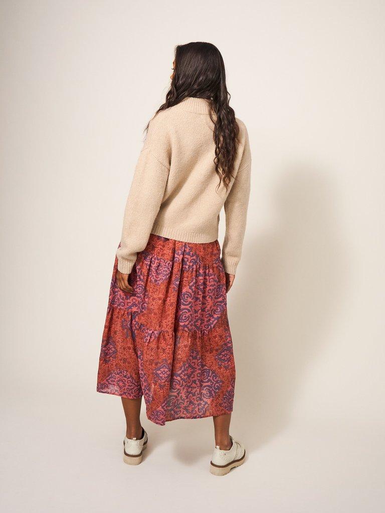 Hill Top Cardi in OATMEAL MARL - MODEL BACK