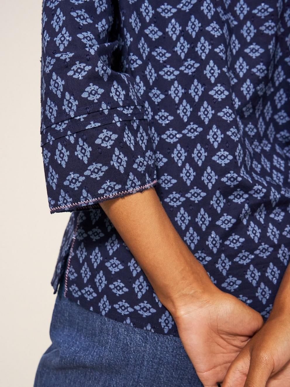 Little Secret Top in VELVET BLUE PRINT - MODEL DETAIL