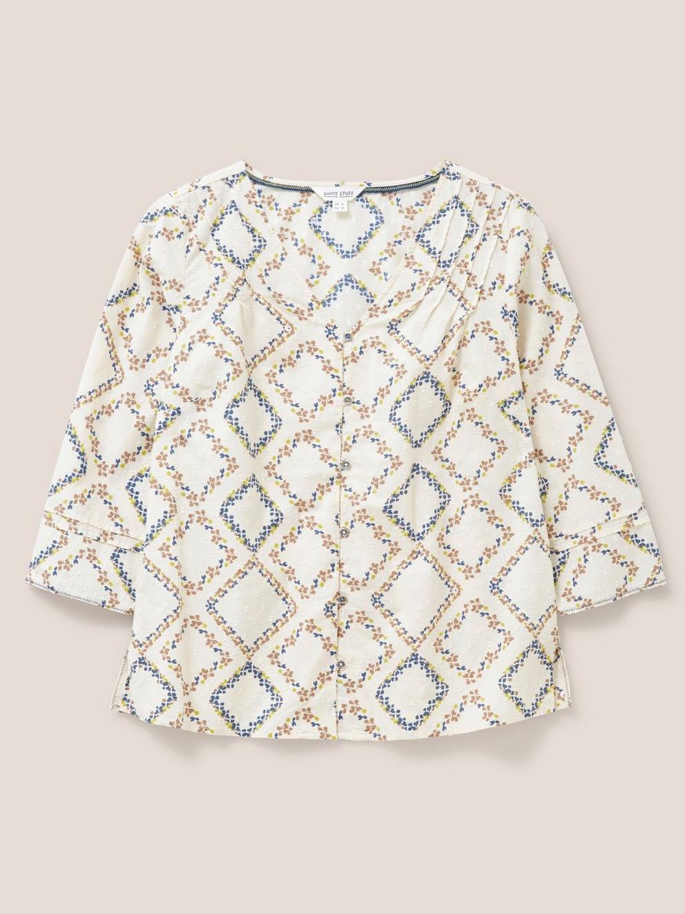 Cosma Shirt in IVORY PRINT - FLAT FRONT