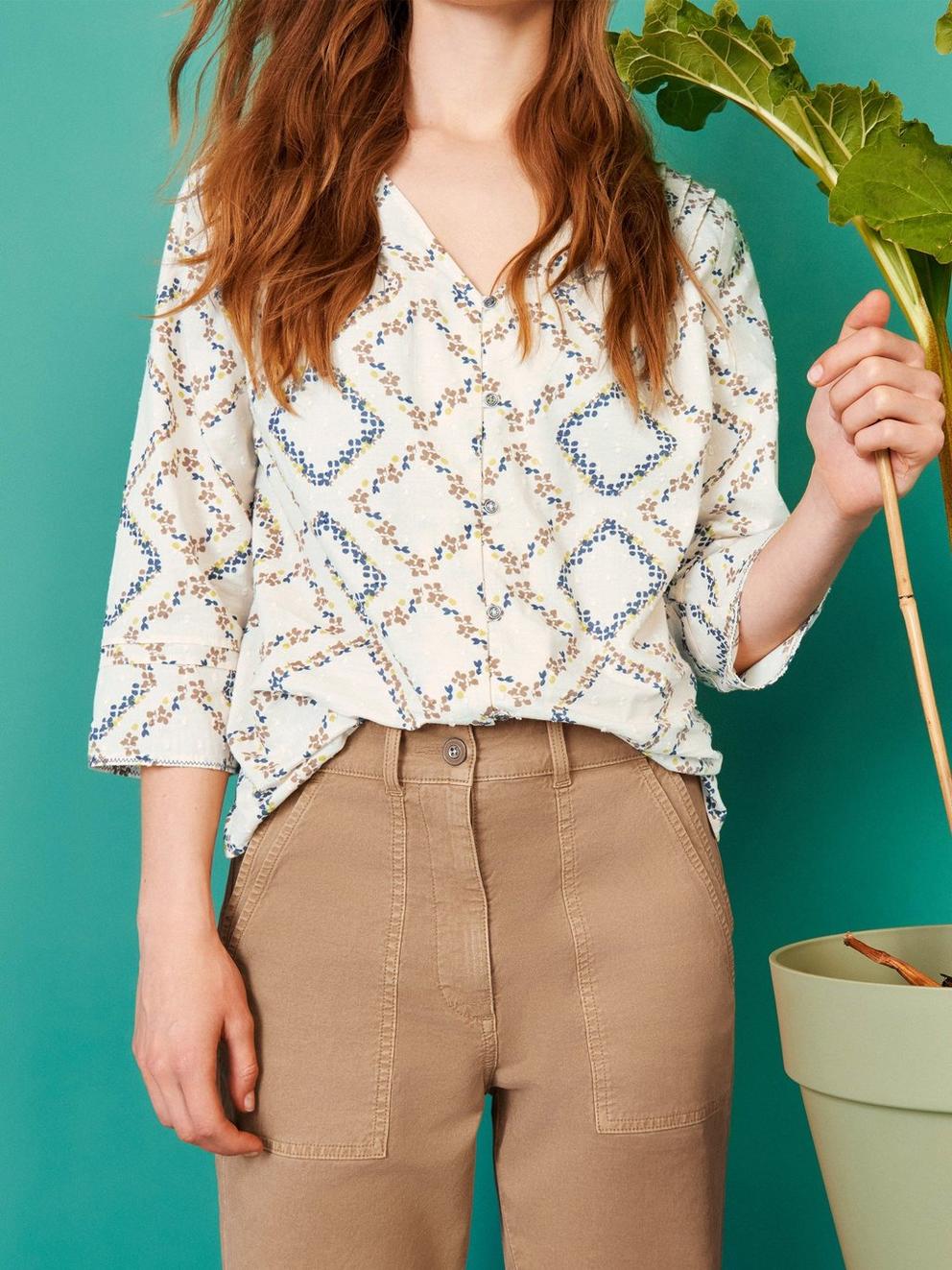 Cosma Shirt in IVORY PRINT - MIXED