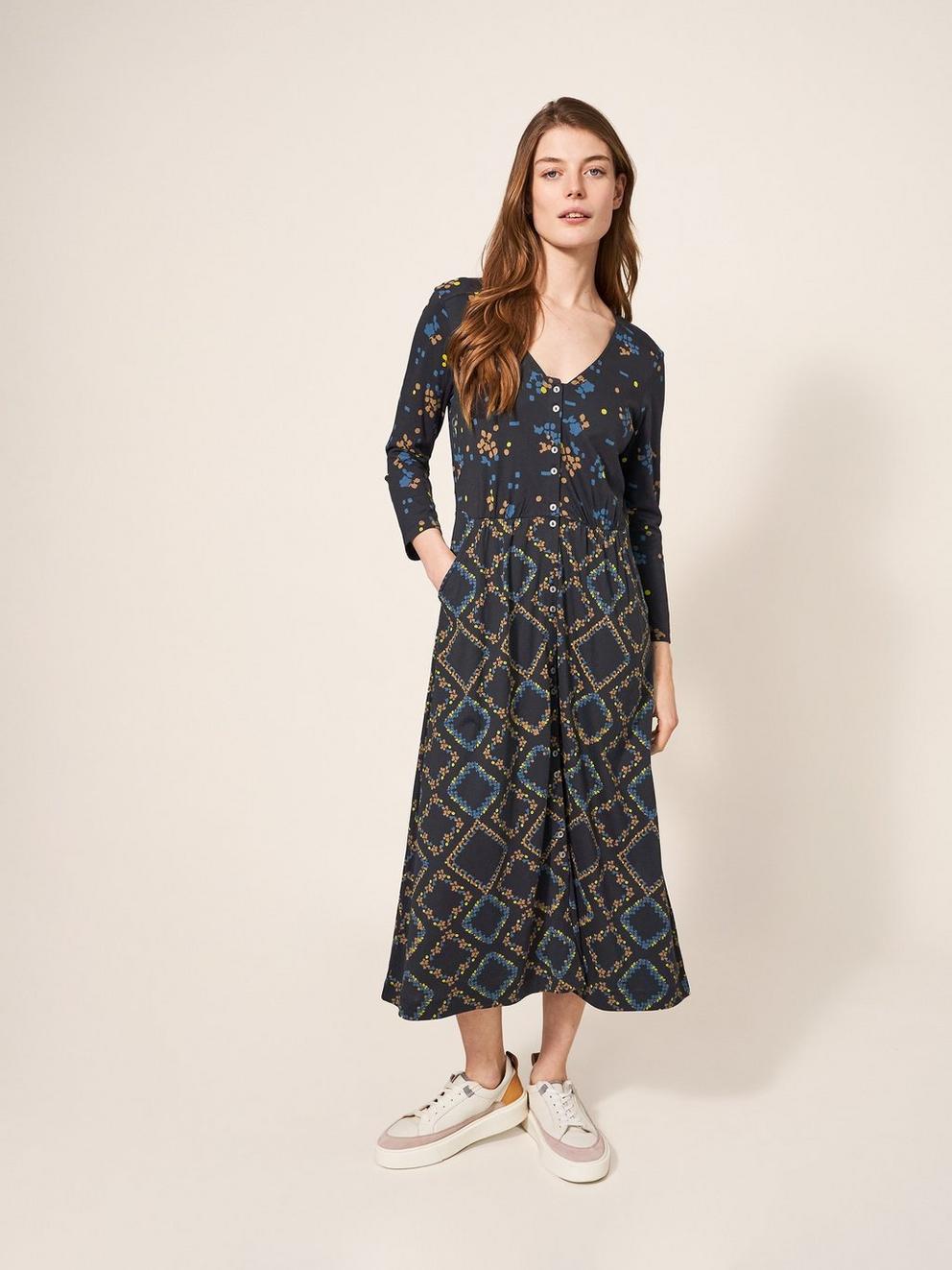 Albie Dress in MULTI - MODEL FRONT