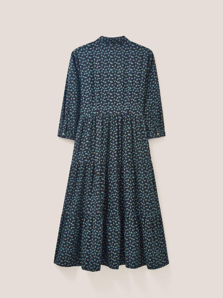 Anet Wrap Dress in BLUE PRINT - FLAT BACK