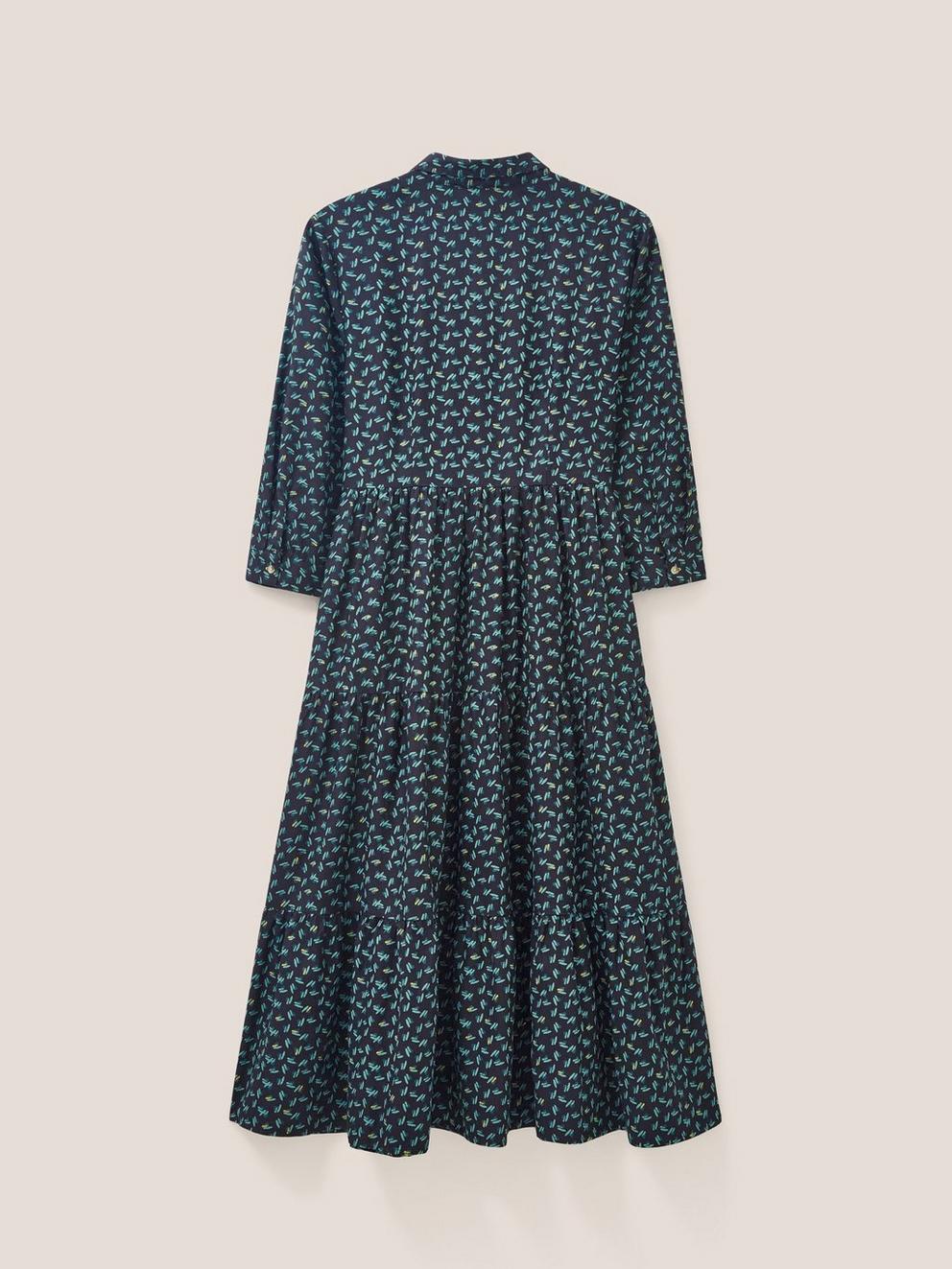 Anet Wrap Dress in BLUE PRINT - FLAT BACK