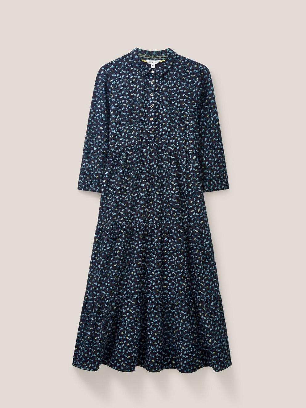 Anet Wrap Dress in BLUE PRINT - FLAT FRONT