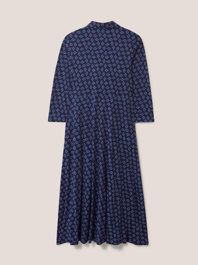 Petra Cord Dress in VELVET BLUE PRINT - FLAT BACK