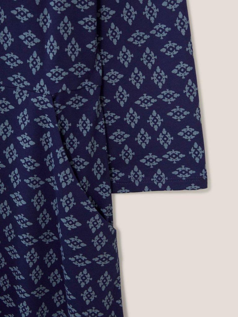 Petra Cord Dress in VELVET BLUE PRINT - FLAT DETAIL