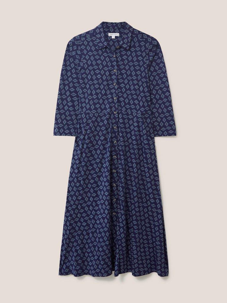 Petra Cord Dress in VELVET BLUE PRINT - FLAT FRONT