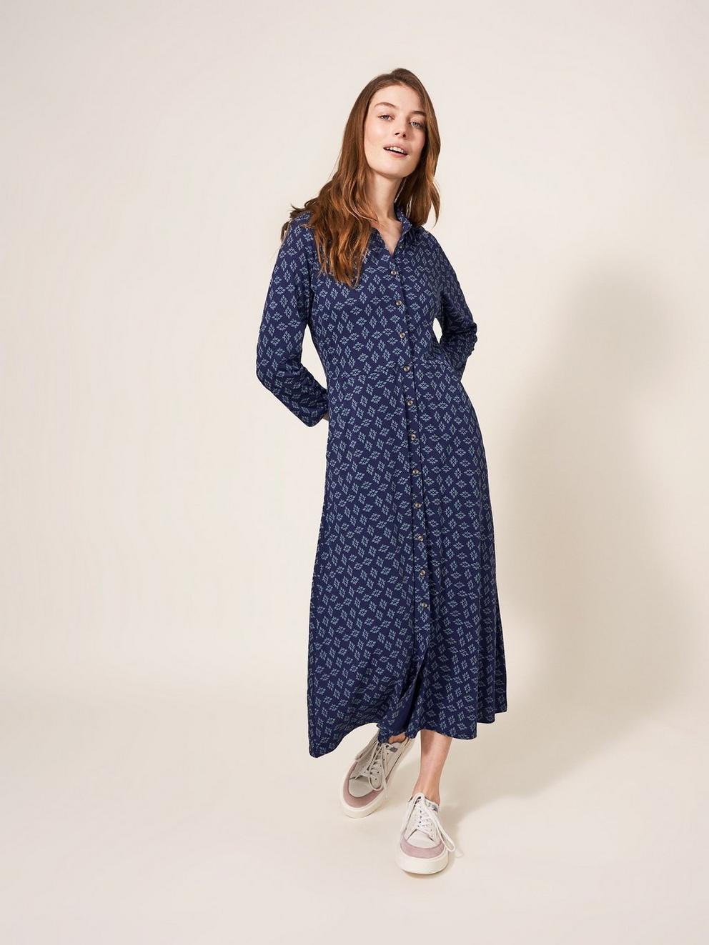 Petra Cord Dress in VELVET BLUE PRINT - LIFESTYLE