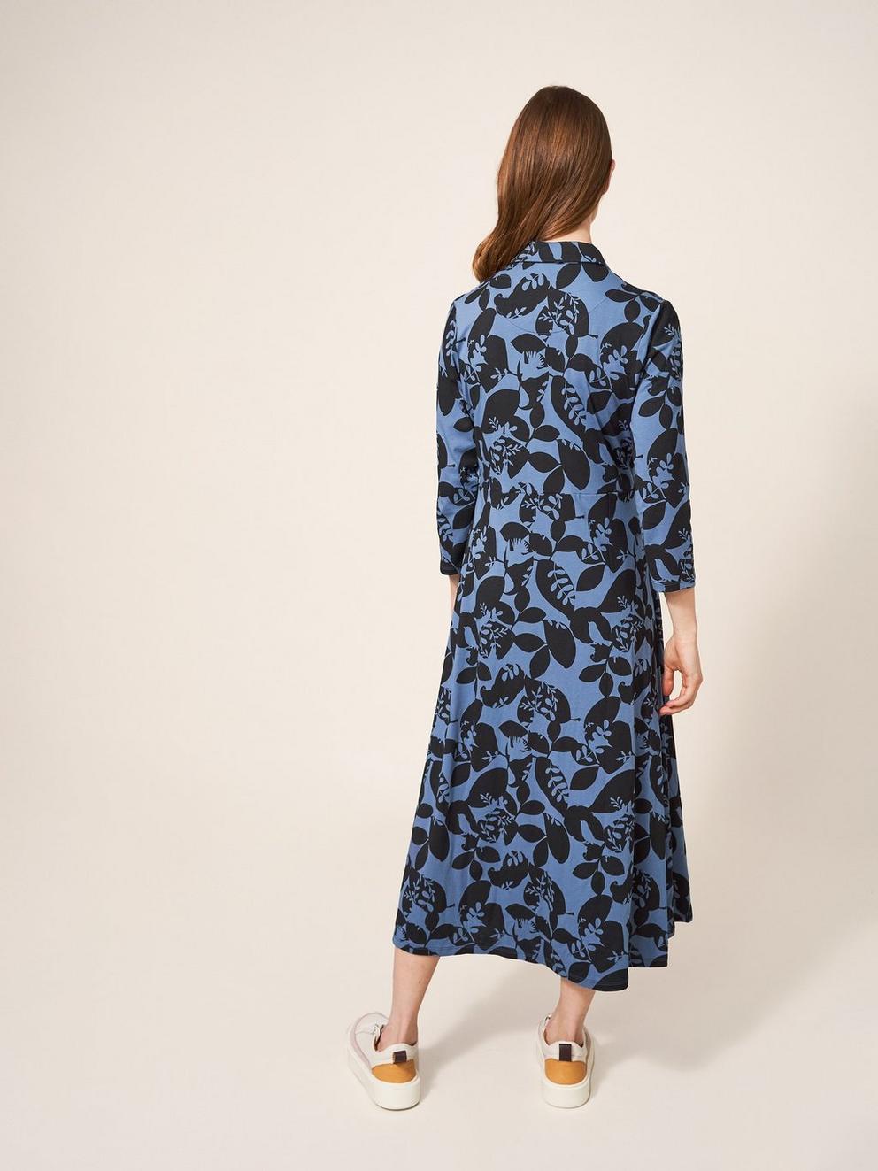 Ola Dress in DAWN BLUE PRINT - MODEL BACK