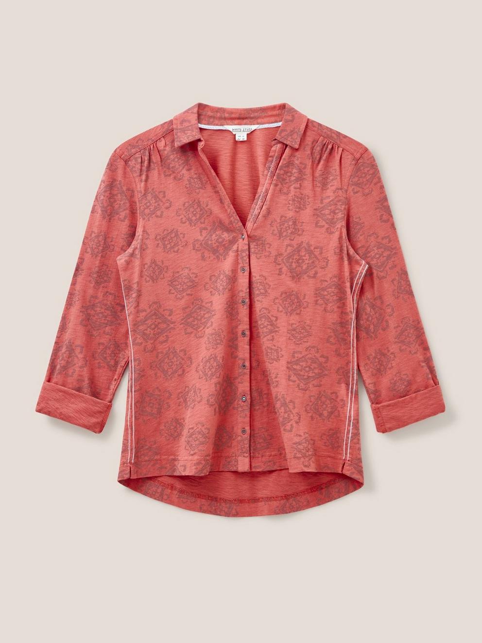 Dot To Dot Cord Shirt in AMBER ORANGE PRINT - FLAT FRONT