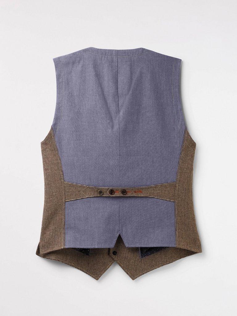 Galleon Check Waistcoat in BROWN - FLAT BACK