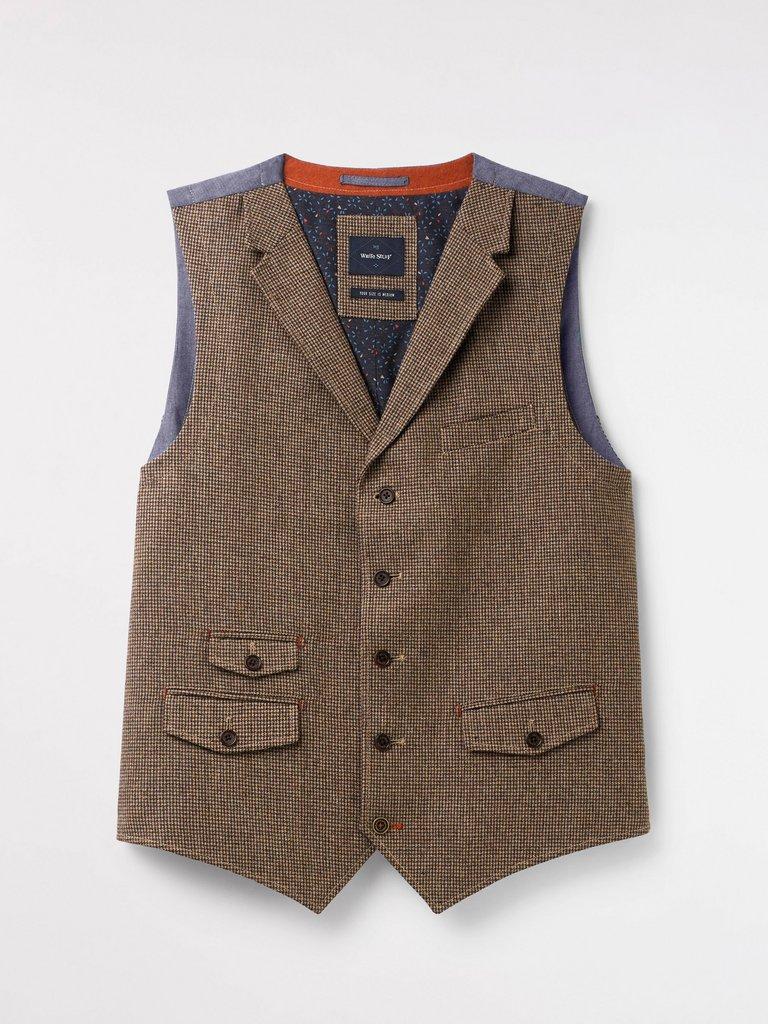 Galleon Check Waistcoat in BROWN - FLAT FRONT