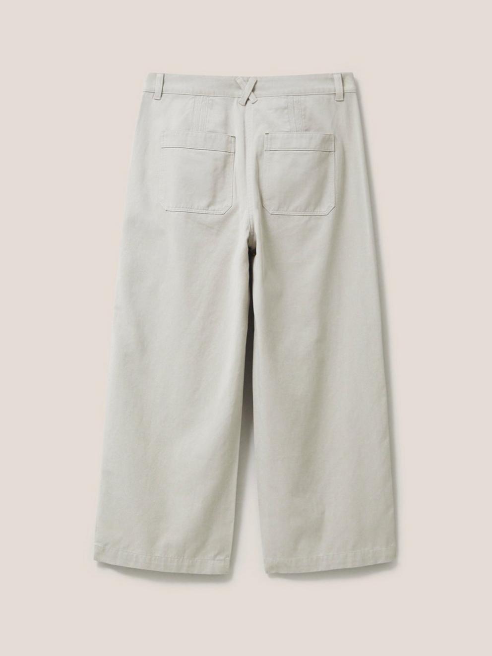 Maison Linen Trouser in GREY PLAIN - FLAT BACK