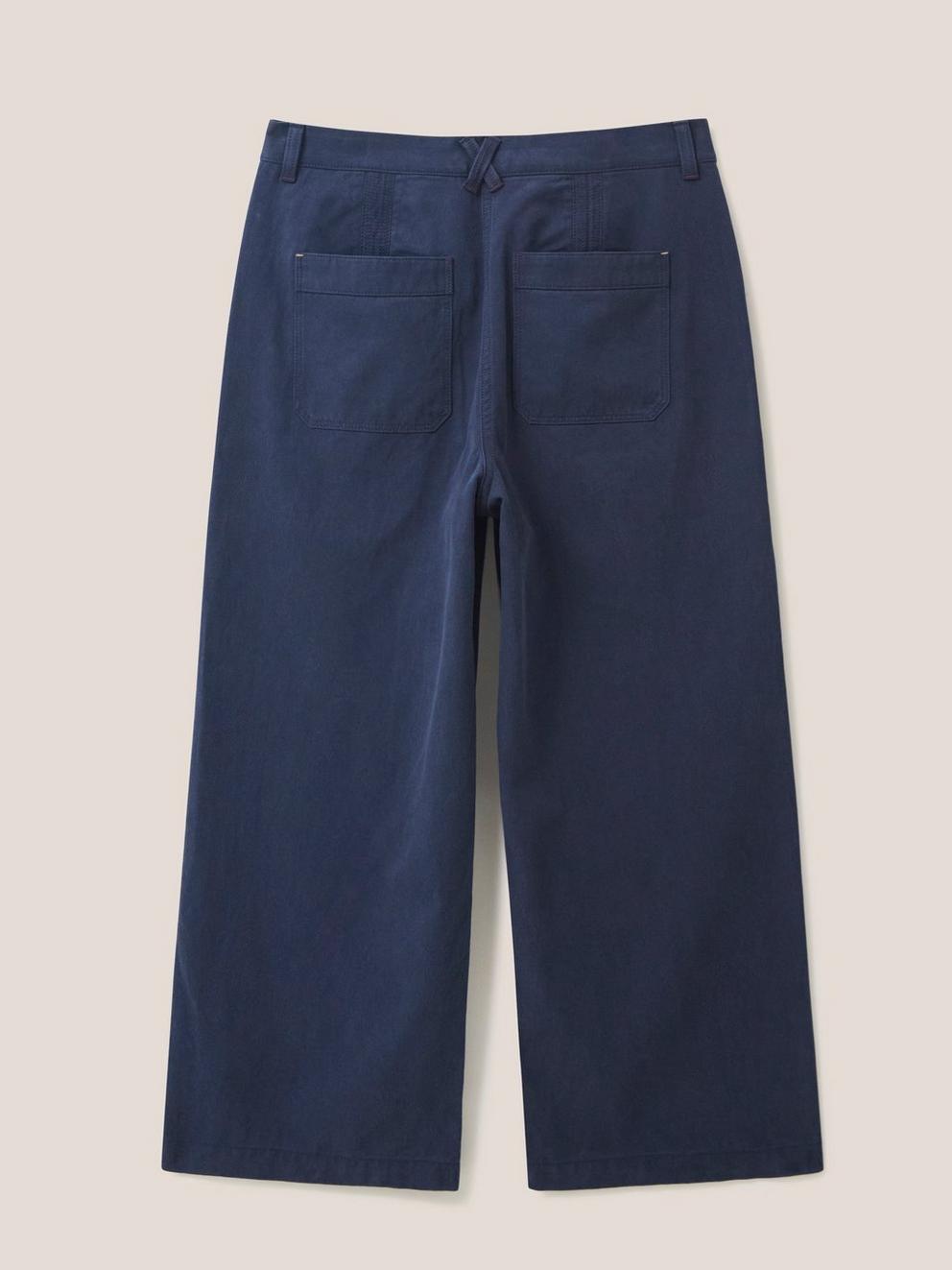 Maison Linen Trouser in TRUE NAVY PLAIN - FLAT BACK