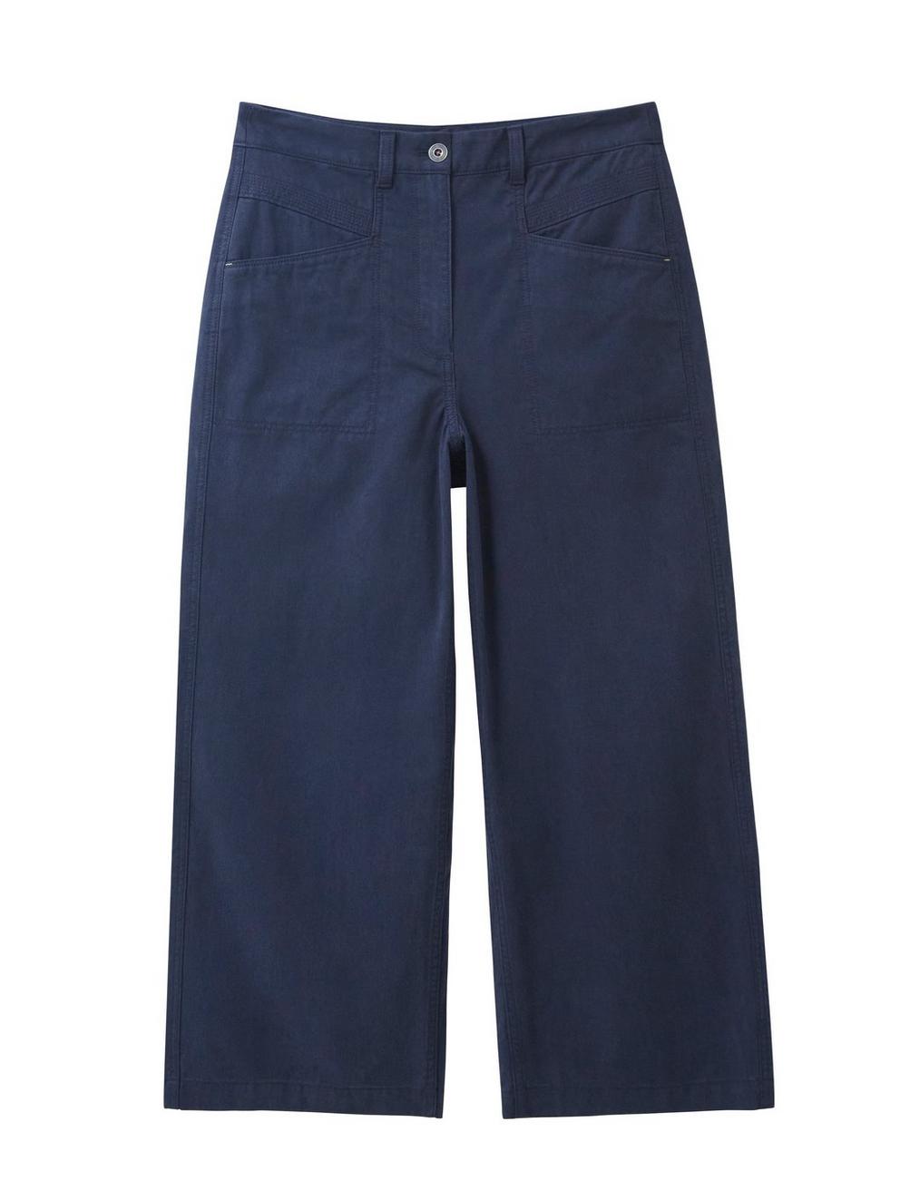 Maison Linen Trouser in TRUE NAVY PLAIN - FLAT FRONT