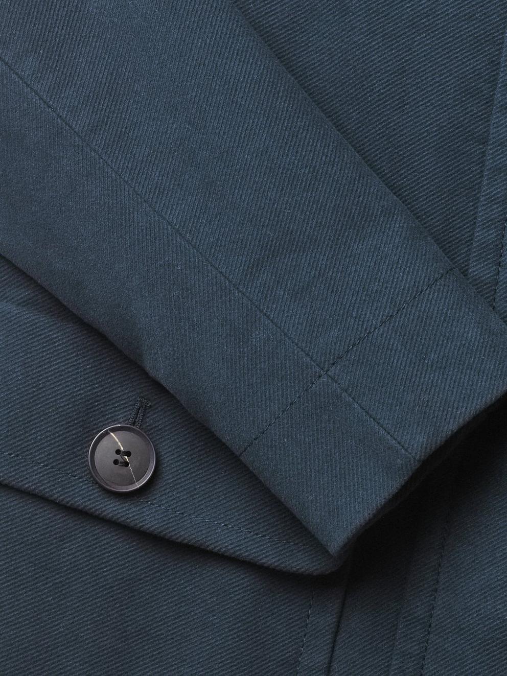 Fern Twill Moleskin Coat in TEAL - FLAT DETAIL