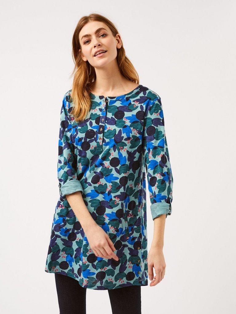 Halles Jersey Tunic in MULTI - MODEL FRONT