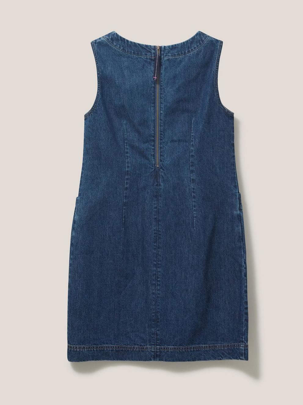 Albie Denim Dress in DENIM BLUE PLAIN - FLAT BACK