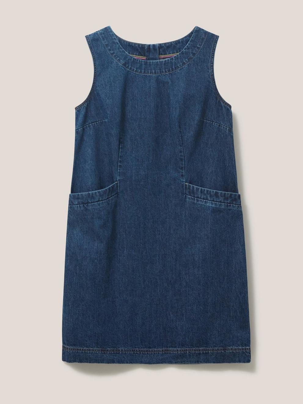 Albie Denim Dress in DENIM BLUE PLAIN - FLAT FRONT