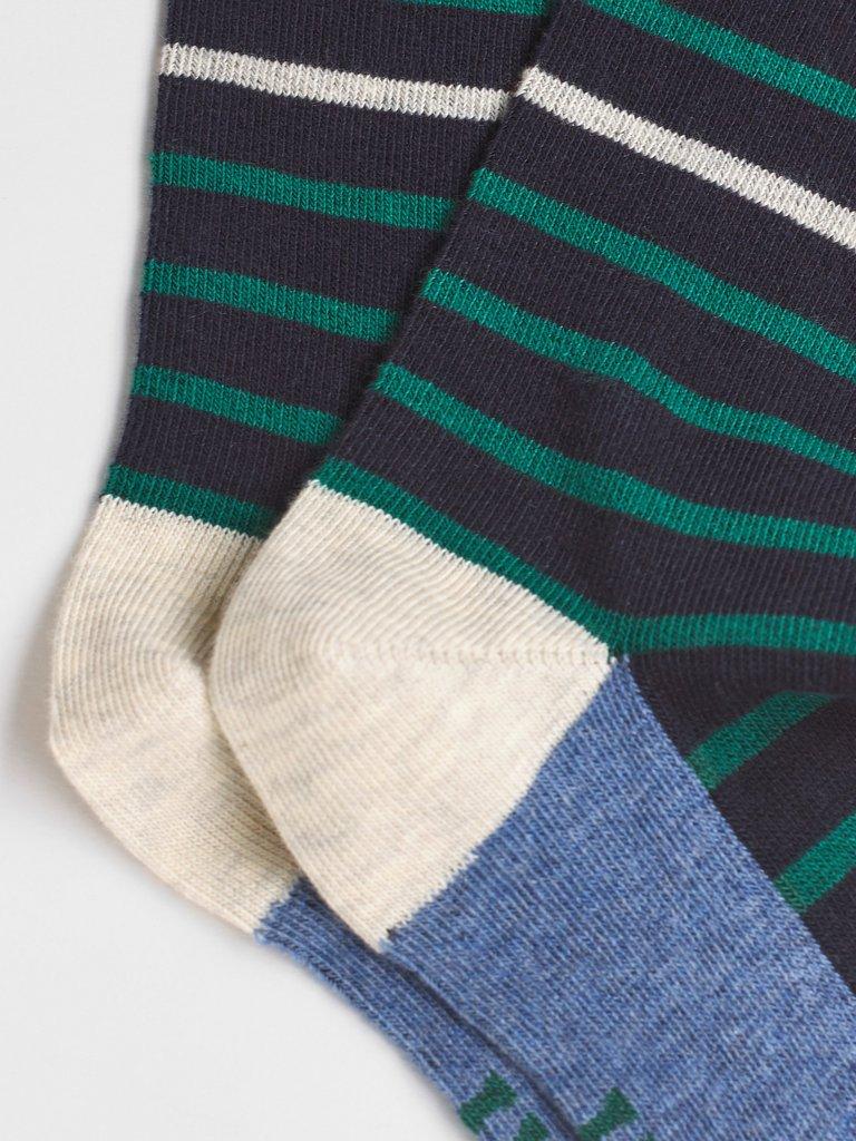 Spot  Stripe 2 Pack Socks in MULTI - FLAT DETAIL