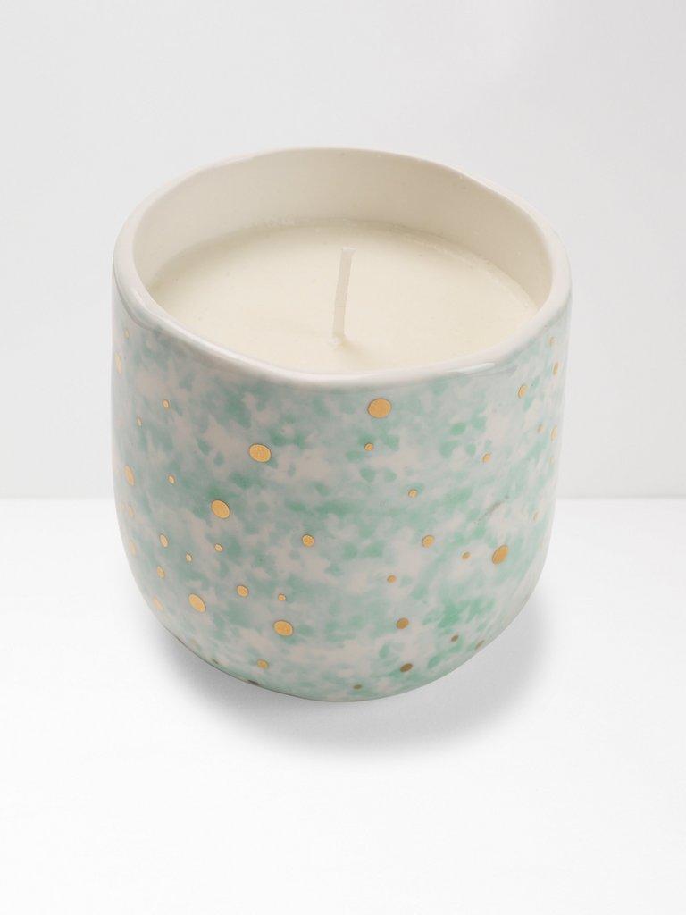 Dappled Gold Spot Candle in BLUE - FLAT BACK