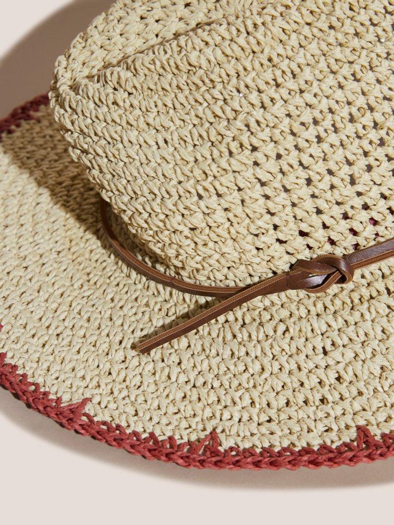 Flower Fedora Hat in NATURAL - FLAT DETAIL