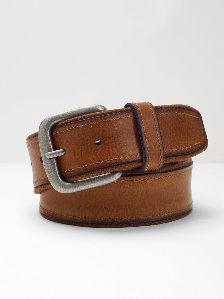 Twill Leather Belt in TAN - FLAT FRONT