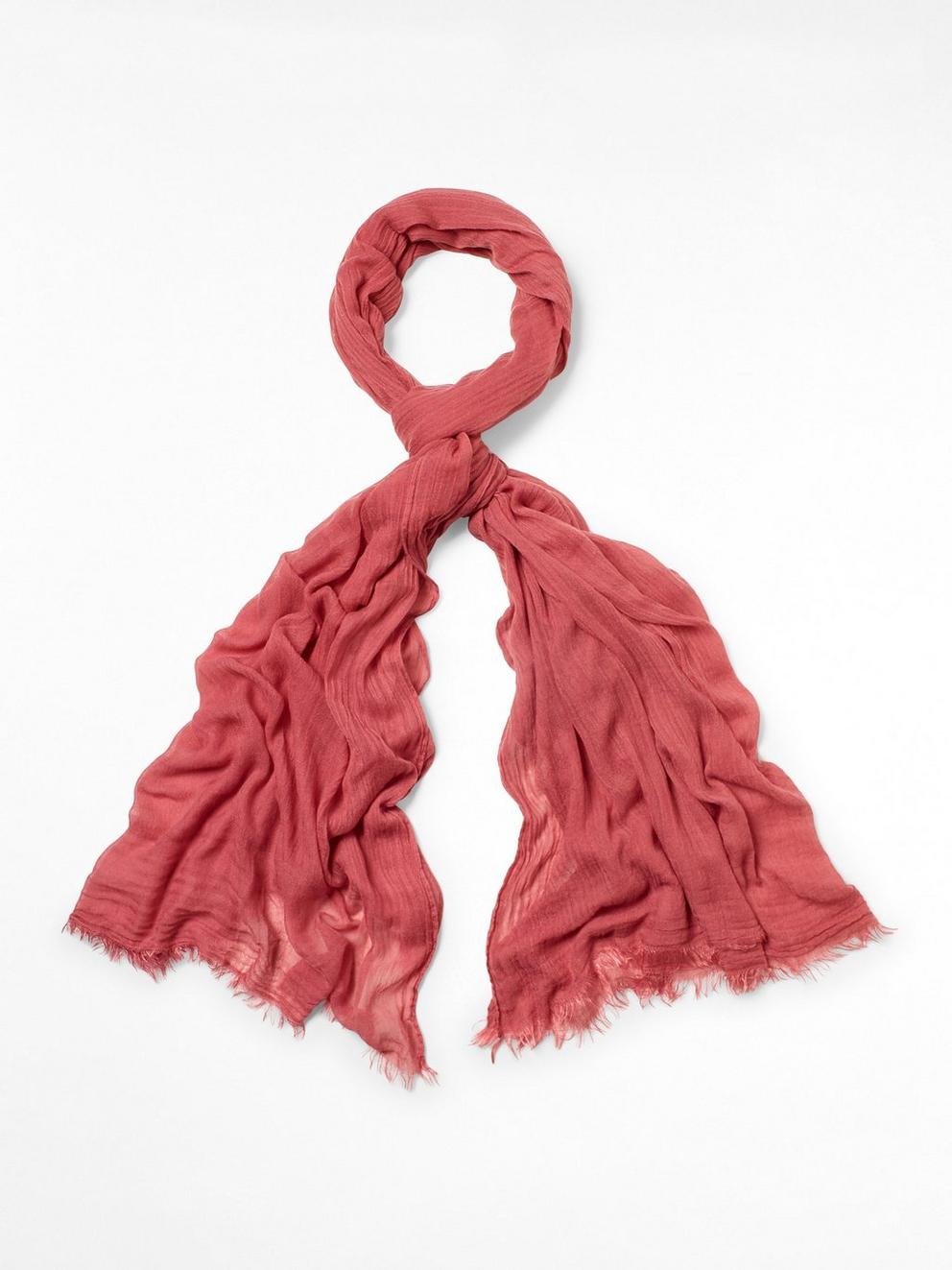 Margot Printed Modal Scarf in CORAL RED PRINT - FLAT FRONT