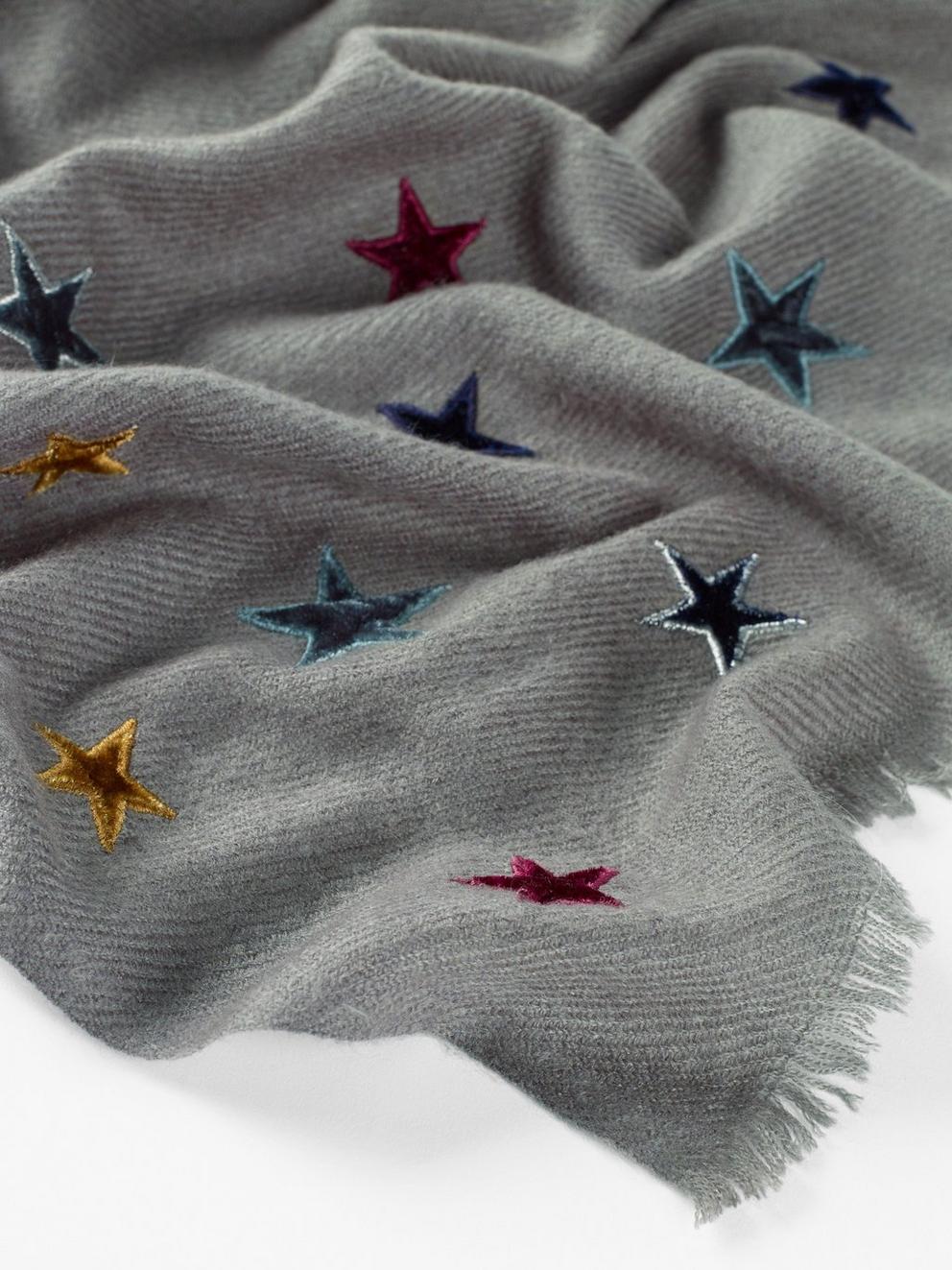 Verity Printed Viscose Scarf in FROST GREY PRINT - FLAT DETAIL